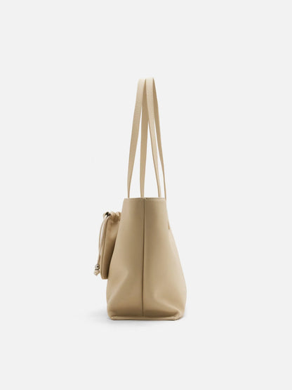 PAZZION, Marivyn Leather Tote, Beige