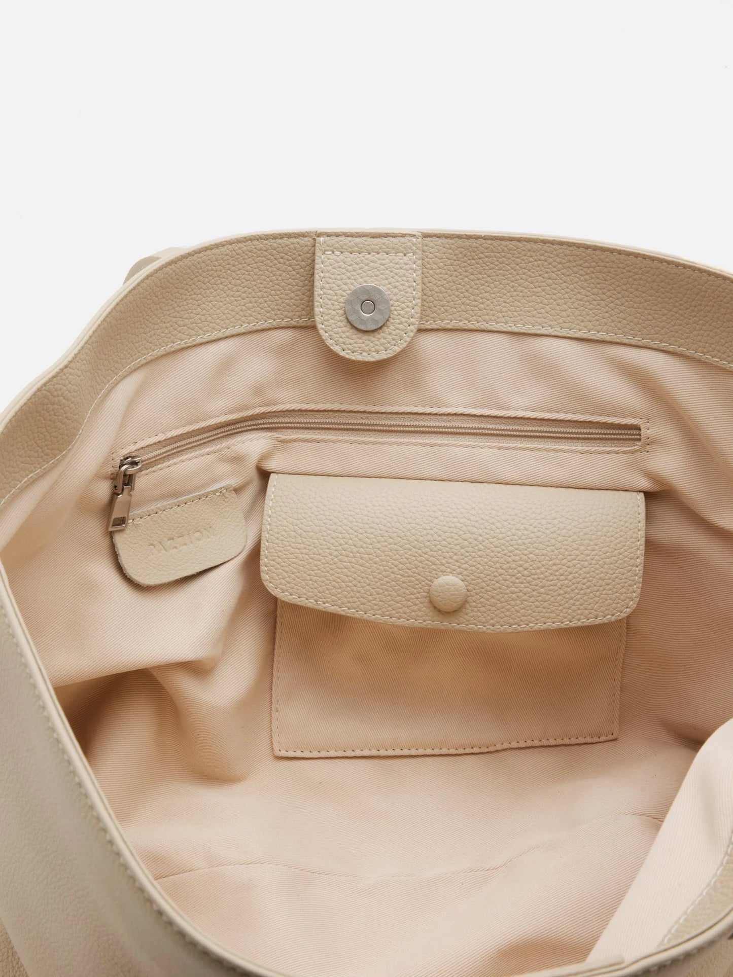 PAZZION, Marivyn Leather Tote, Beige