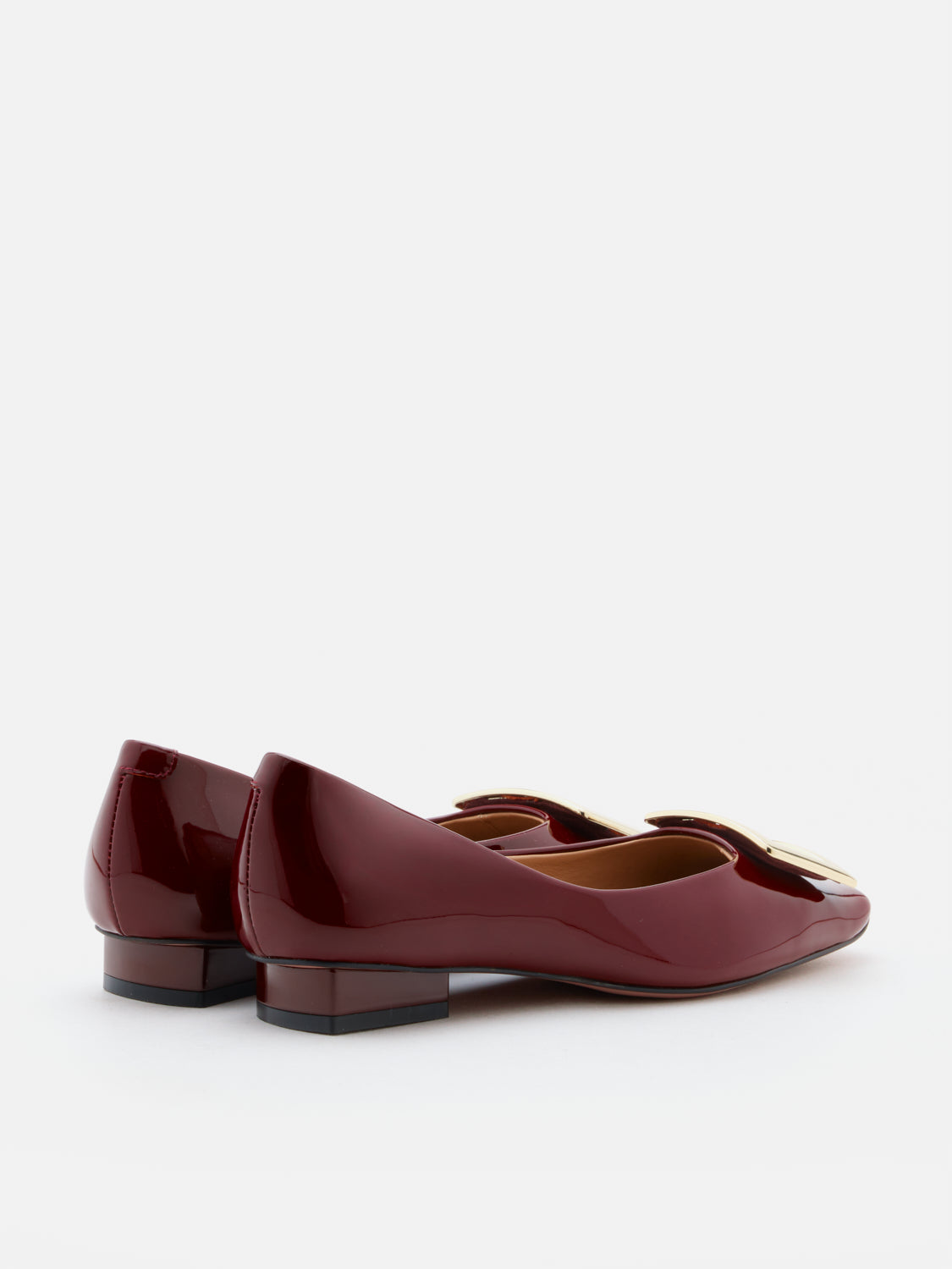 PAZZION, Marlie Buckle Patent Leather Low Heels, Wine