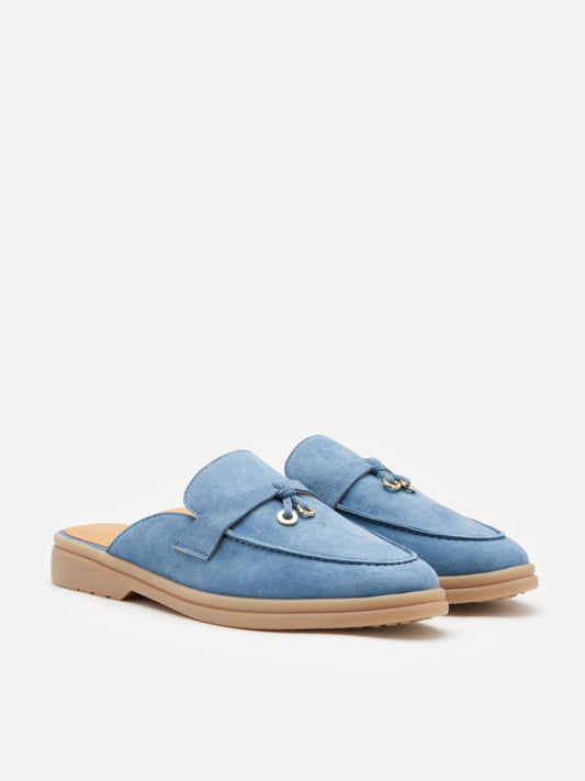 PAZZION, Mavis Suede Mules, Blue