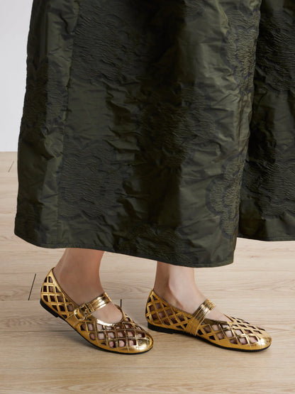 PAZZION, Mica Lattice Stitch Mary Janes, Gold