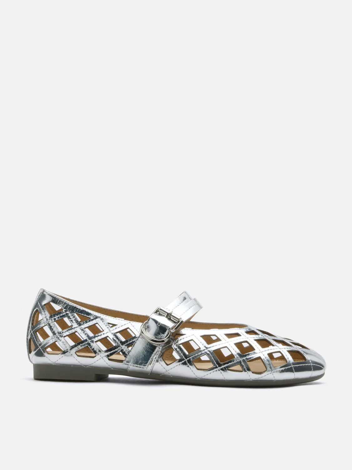 PAZZION, Mica Lattice Stitch Mary Janes, Silver