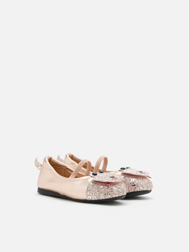 PAZZION, Mini Alessandra Glitter Flats, Champagne