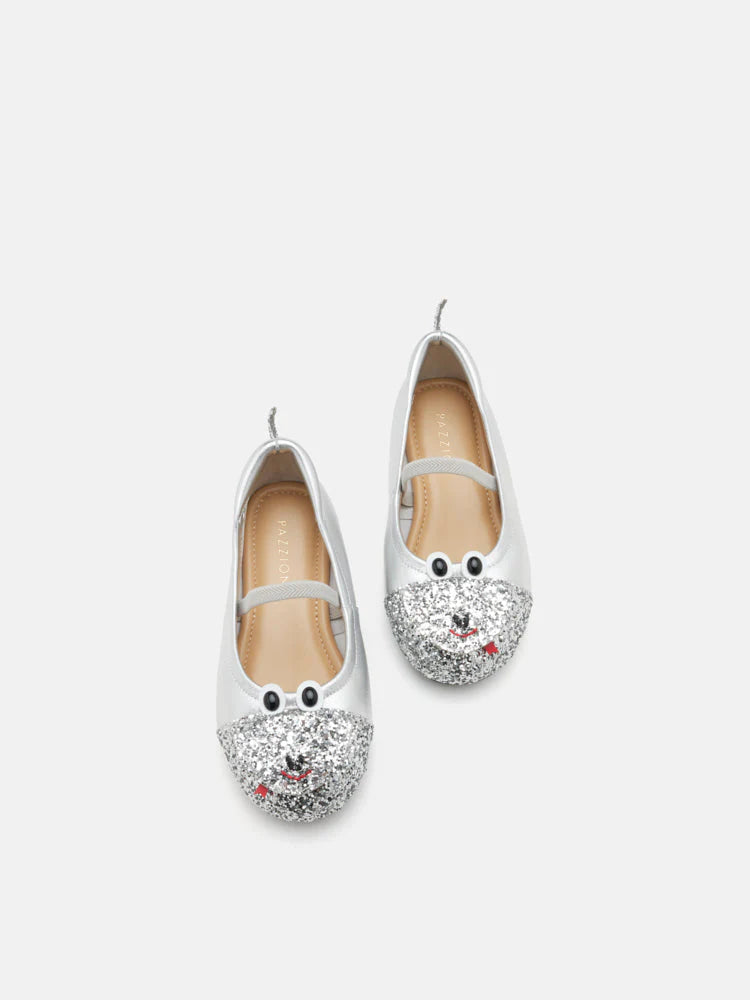 PAZZION, Mini Alessandra Glitter Flats, Silver