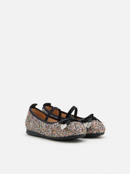 PAZZION, Mini Astoria Glitter Bow Flats, Rainbow