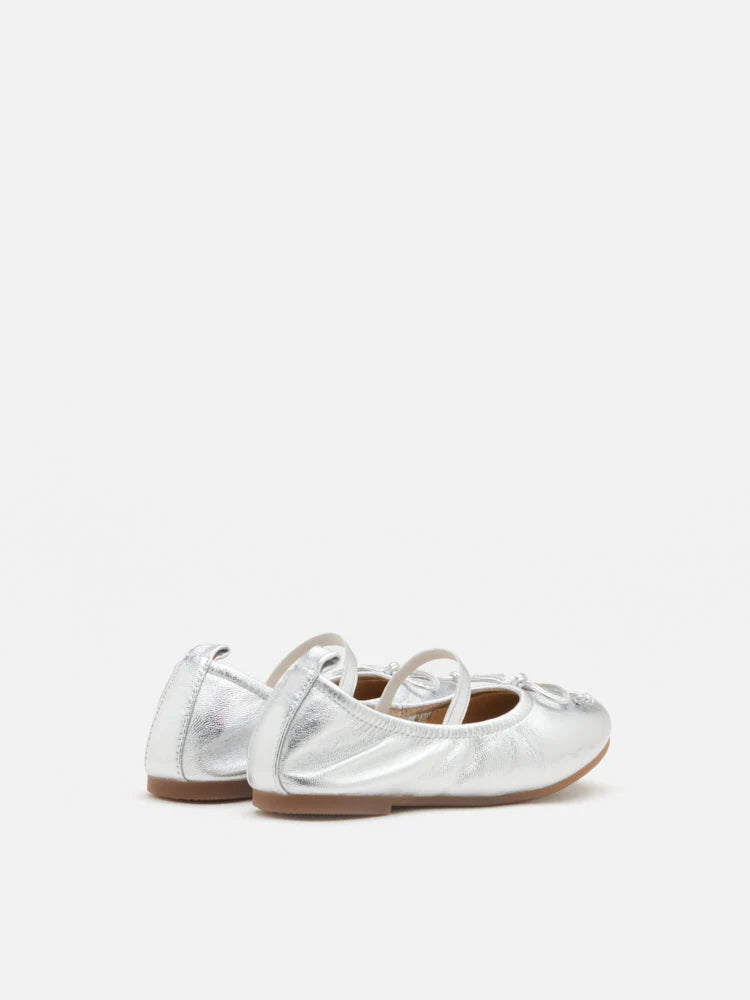 PAZZION, Mini Avery Bow Mary Janes, Silver