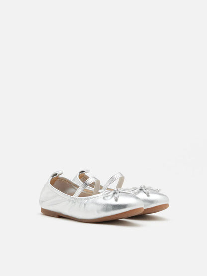 PAZZION, Mini Avery Bow Mary Janes, Silver