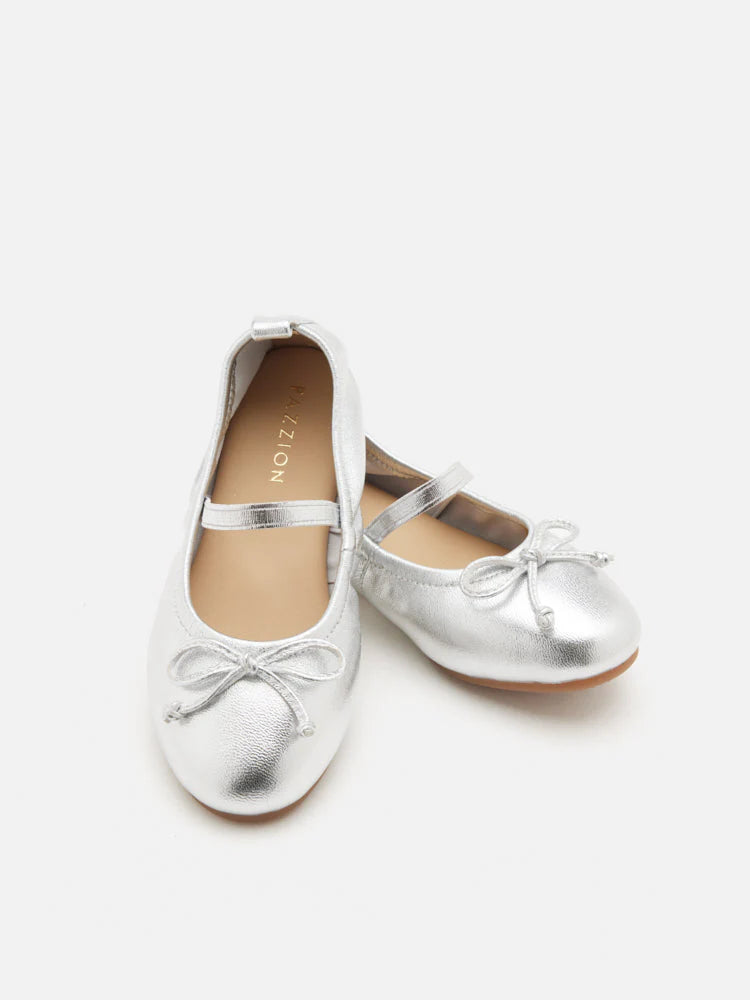 PAZZION, Mini Avery Bow Mary Janes, Silver