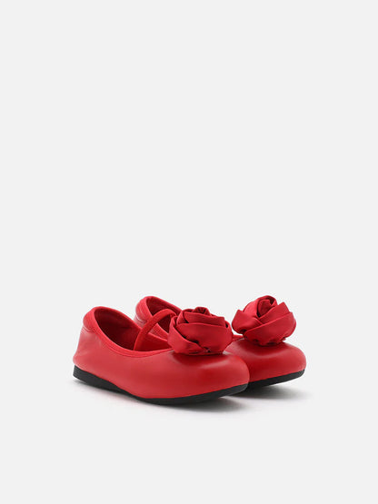 PAZZION, Mini Rosalie Floral Flats, Red