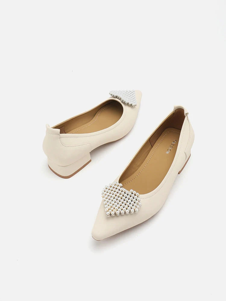 PAZZION, Muriel Lovet Pearl Embellished Point-Toe Pumps, Beige