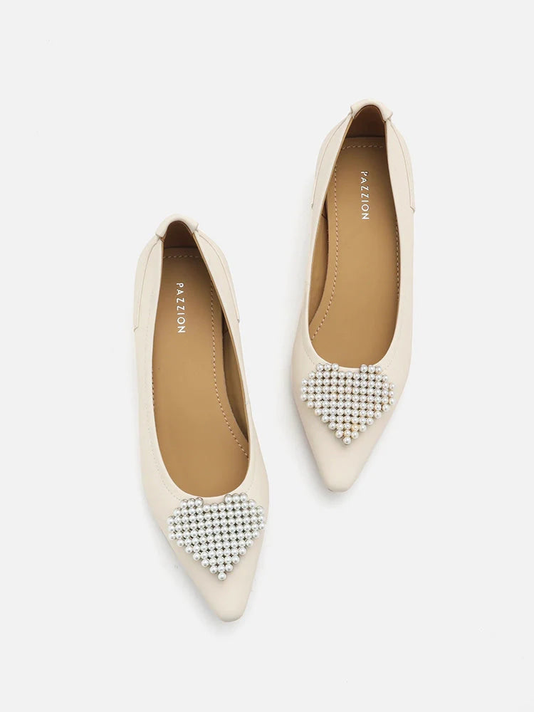 PAZZION, Muriel Lovet Pearl Embellished Point-Toe Pumps, Beige