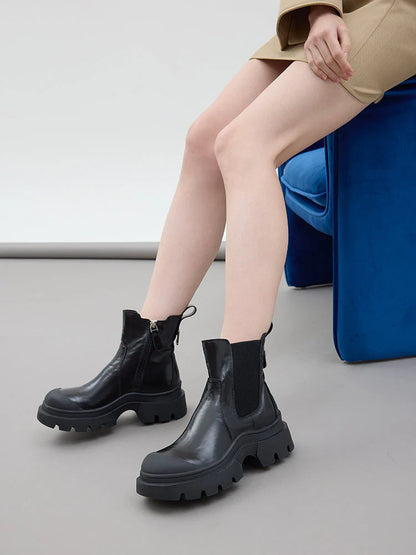 PAZZION, Natalya Leather Ankle Boots, Black