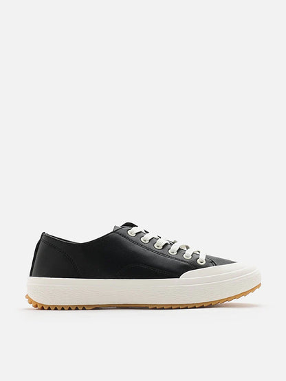 PAZZION, Nayeli Leather Sneakers, Black