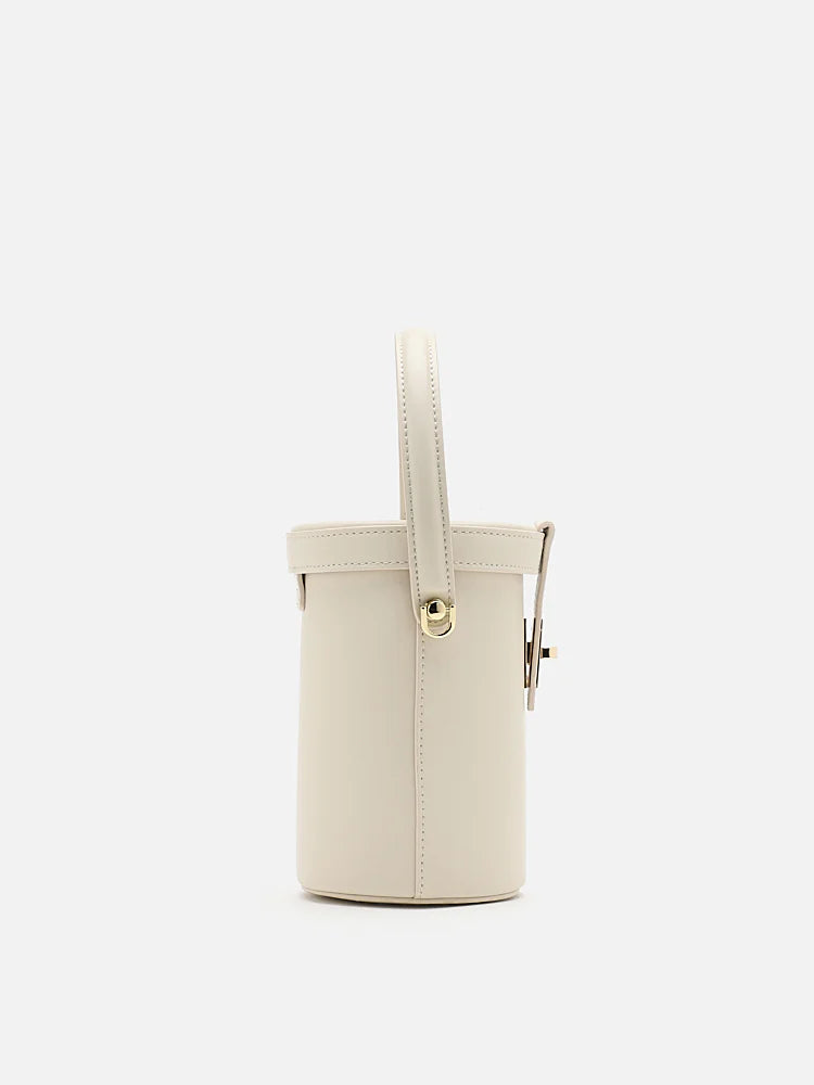 PAZZION, Nicolette Leather Cylinder Bag, Beige