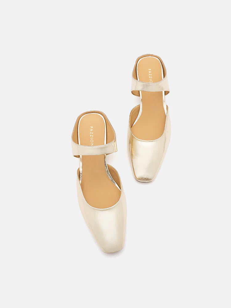 PAZZION, Nina Strapped Mules, Gold