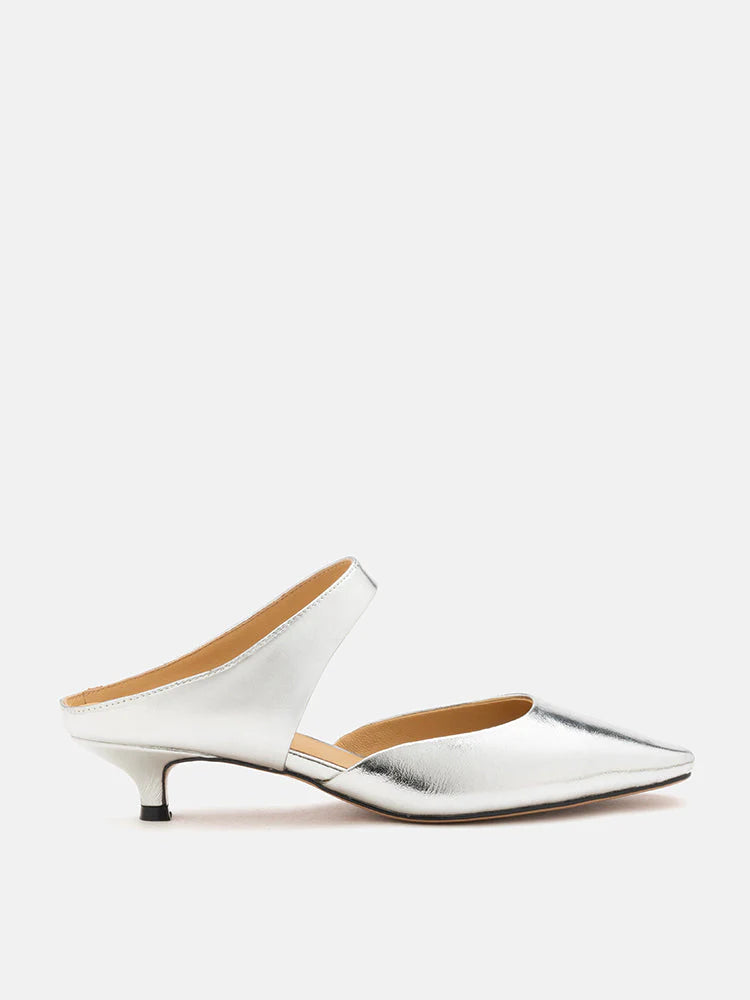 PAZZION, Nina Strapped Mules, Silver