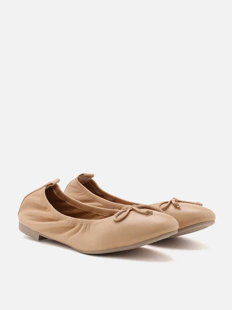 PAZZION, Nova Bow Covered Flats, Almond