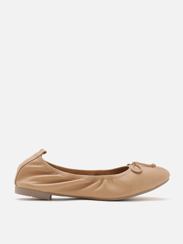 PAZZION, Nova Bow Covered Flats, Almond