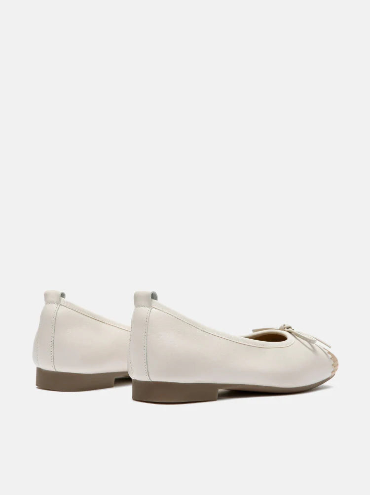 PAZZION, Novalyn Bow Leather Flats, Beige