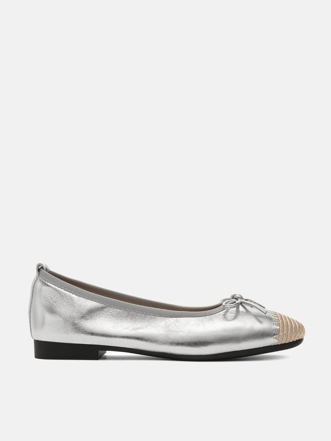 PAZZION, Novalyn Bow Leather Flats, Silver