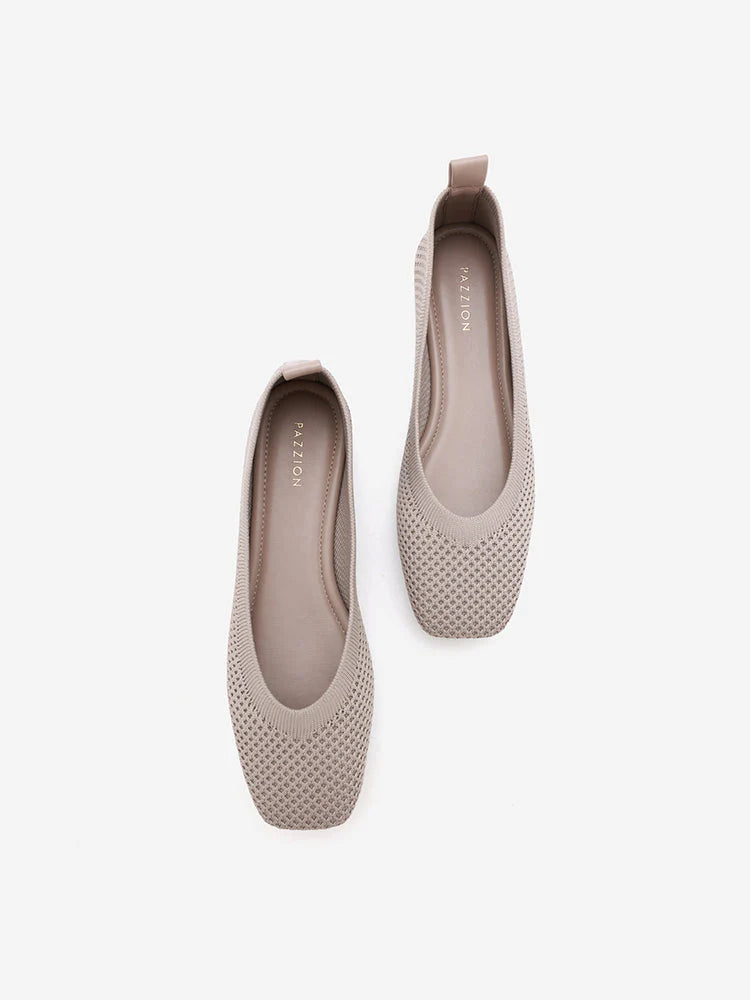 PAZZION, Oceane Flyknit Covered Flats, Almond