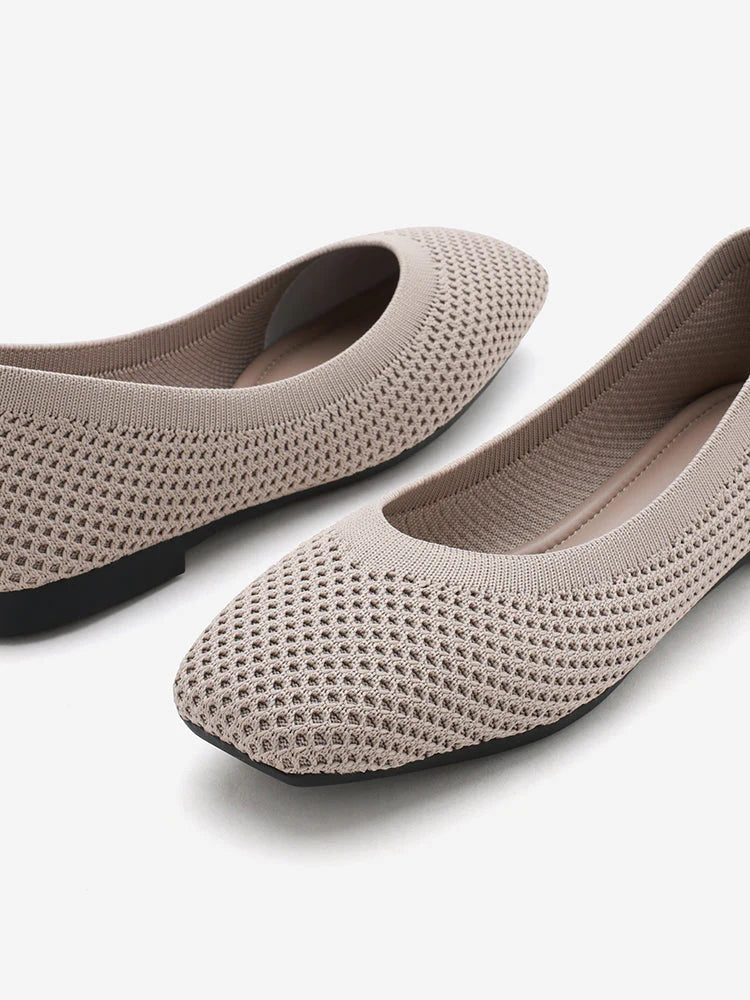 PAZZION, Oceane Flyknit Covered Flats, Almond