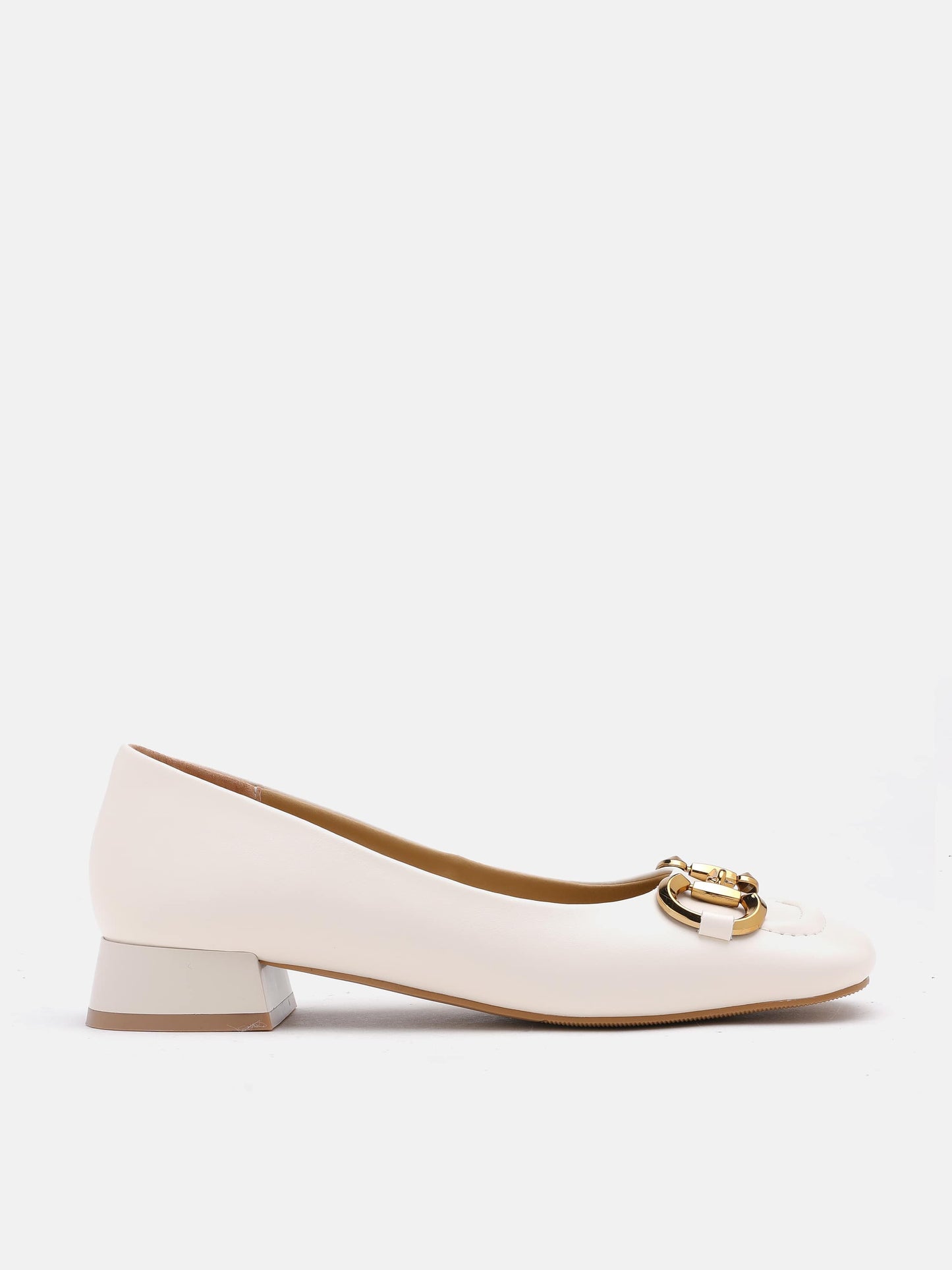 PAZZION, Oli Horsebit Low Block Heels, Beige