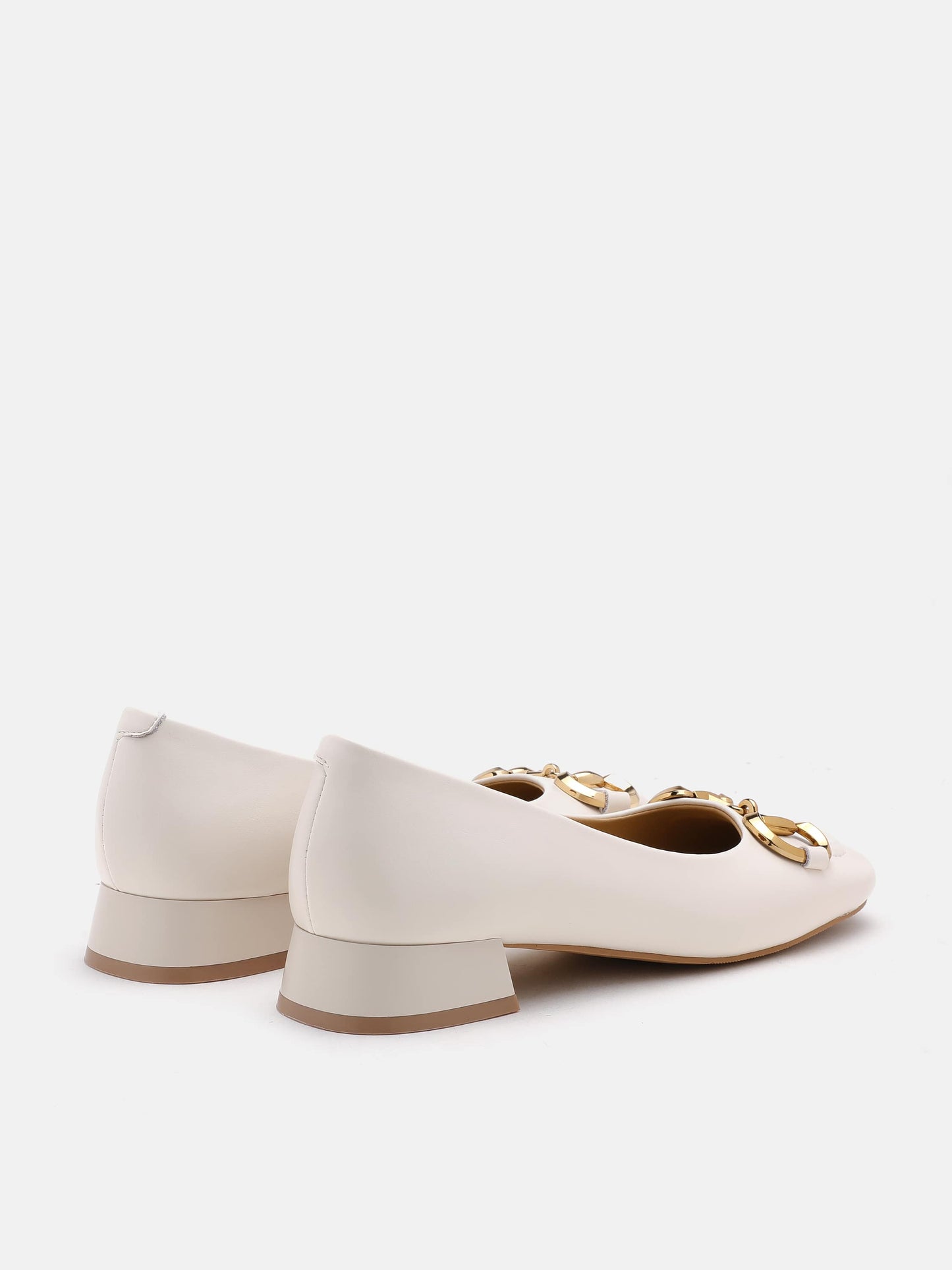 PAZZION, Oli Horsebit Low Block Heels, Beige