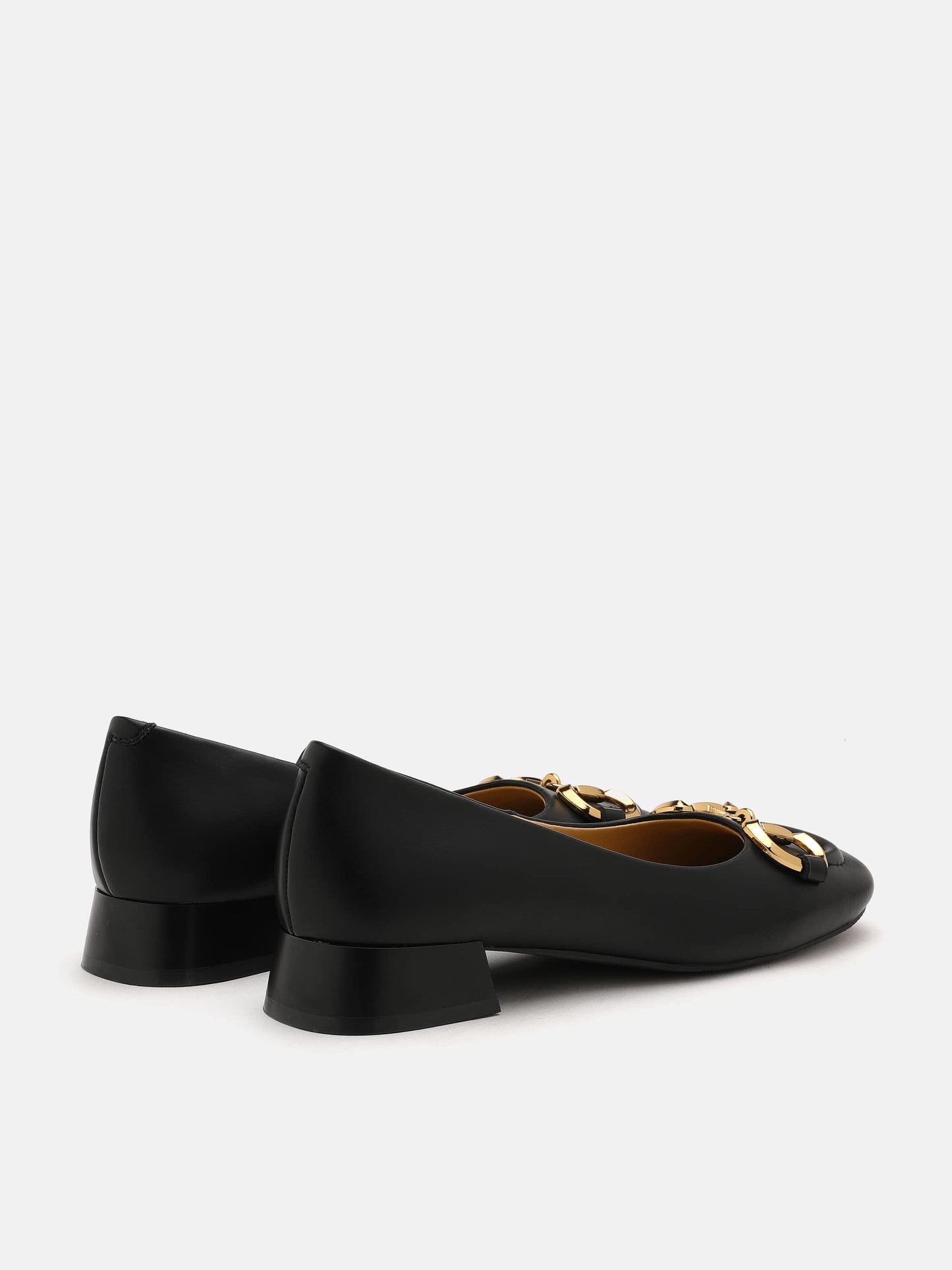 PAZZION, Oli Horsebit Low Block Heels, Black