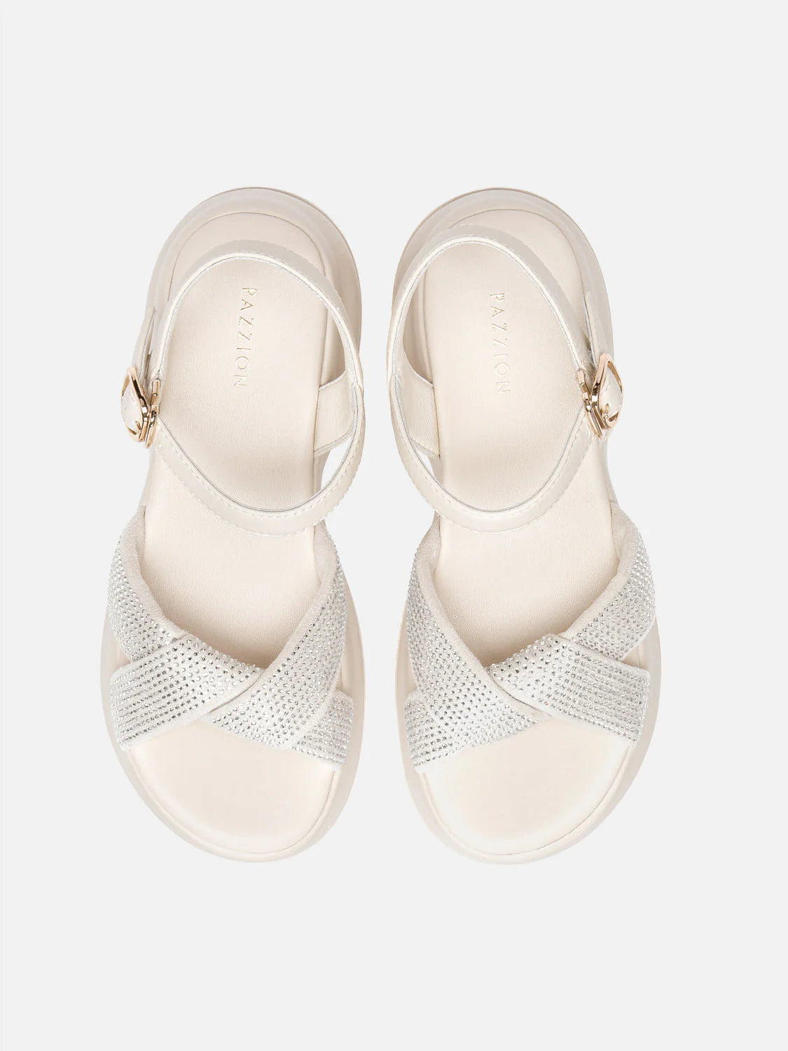 PAZZION, Olyvienne Crystal Embellished Platform Sandals, Beige
