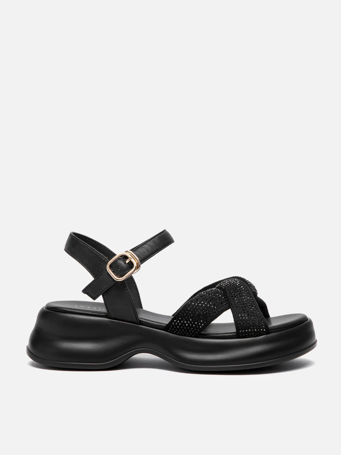 PAZZION, Olyvienne Crystal Embellished Platform Sandals, Black