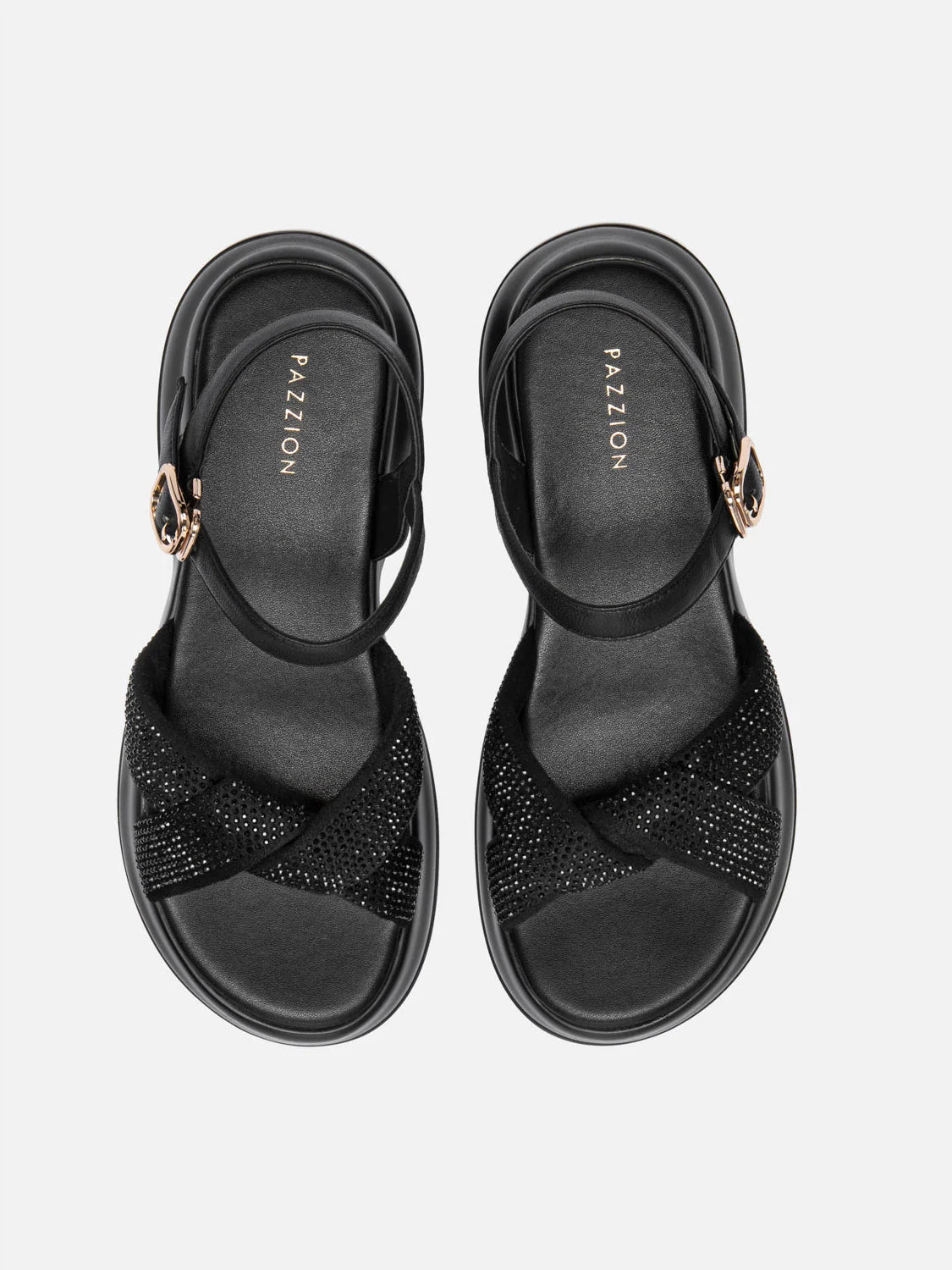 PAZZION, Olyvienne Crystal Embellished Platform Sandals, Black