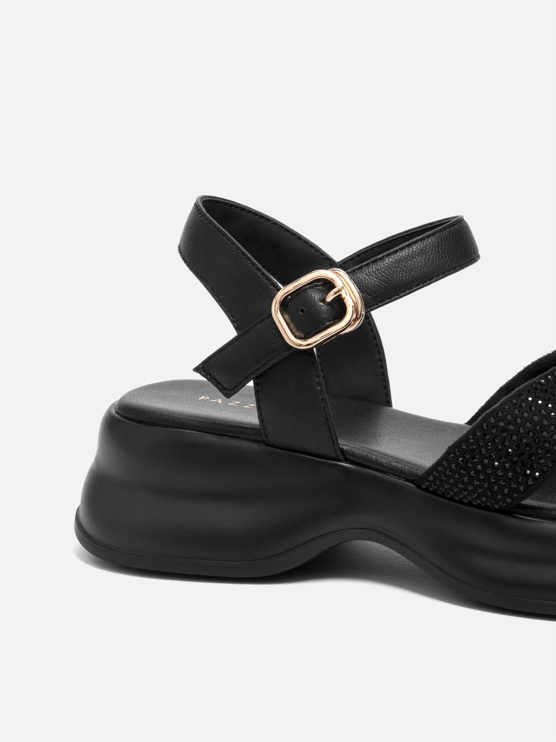 PAZZION, Olyvienne Crystal Embellished Platform Sandals, Black