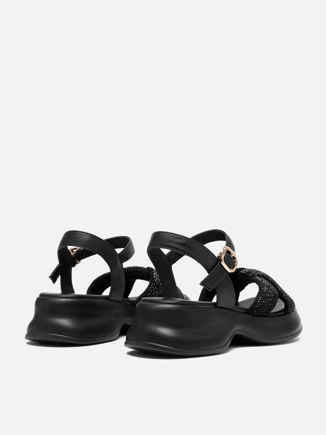 PAZZION, Olyvienne Crystal Embellished Platform Sandals, Black