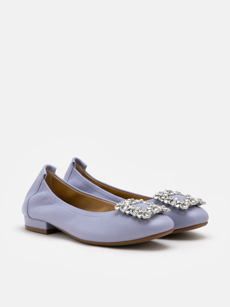 PAZZION, Oriole Embellished Buckle Ballet Flats, Light Purple