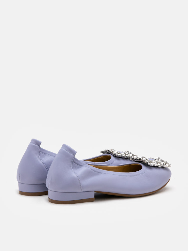 PAZZION, Oriole Embellished Buckle Ballet Flats, Light Purple