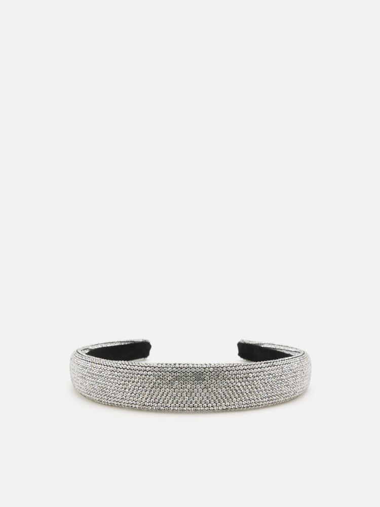 PAZZION, PAZZION Flat Base Embellished Hair Band, Silver