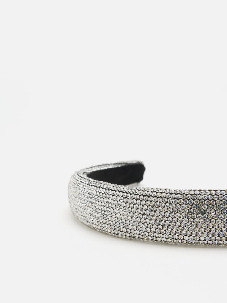 PAZZION, PAZZION Flat Base Embellished Hair Band, Silver