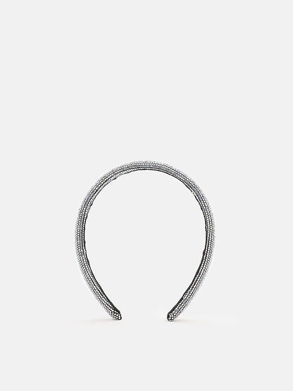 PAZZION, PAZZION Flat Base Embellished Hair Band, Silver