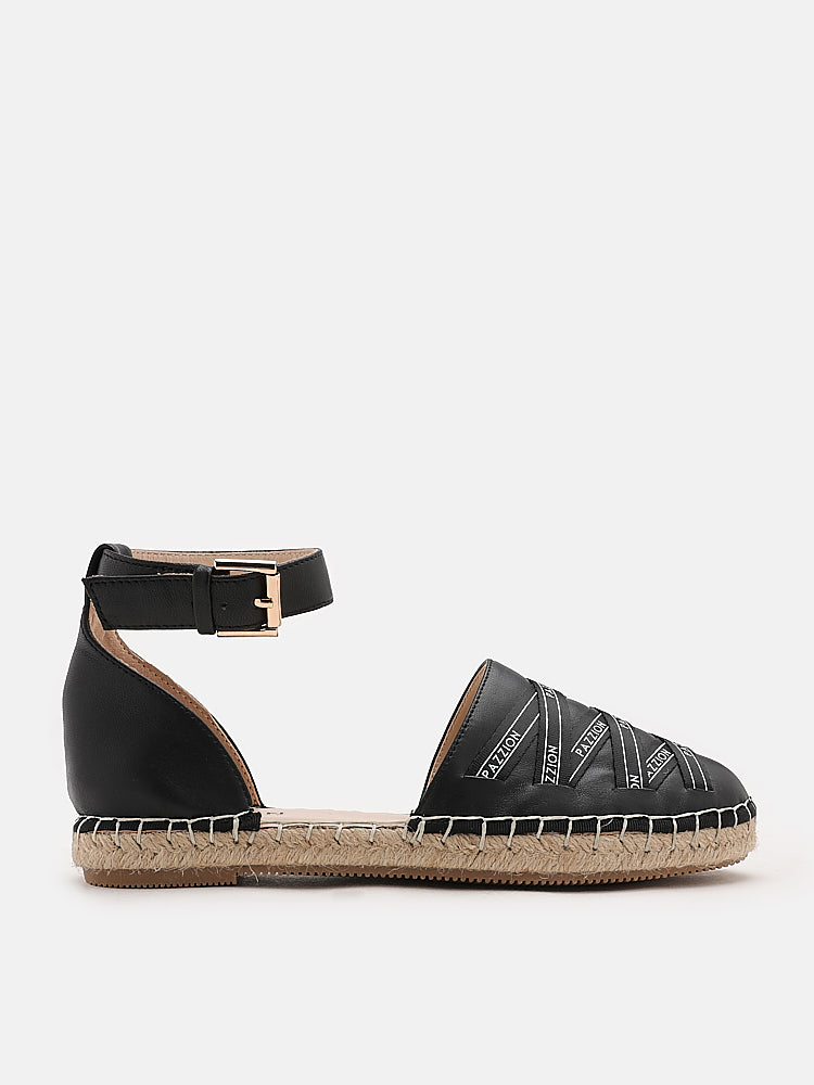 PAZZION, Pages Ankle Strap Espadrilles, Black