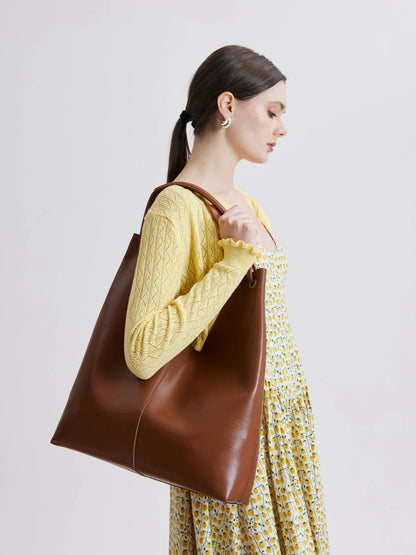 PAZZION, Pennie Centerline Stitch Tote, Brown