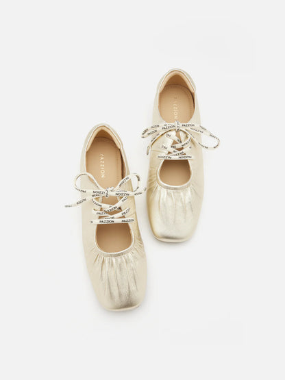 Pernille 金屬色綁帶平底鞋