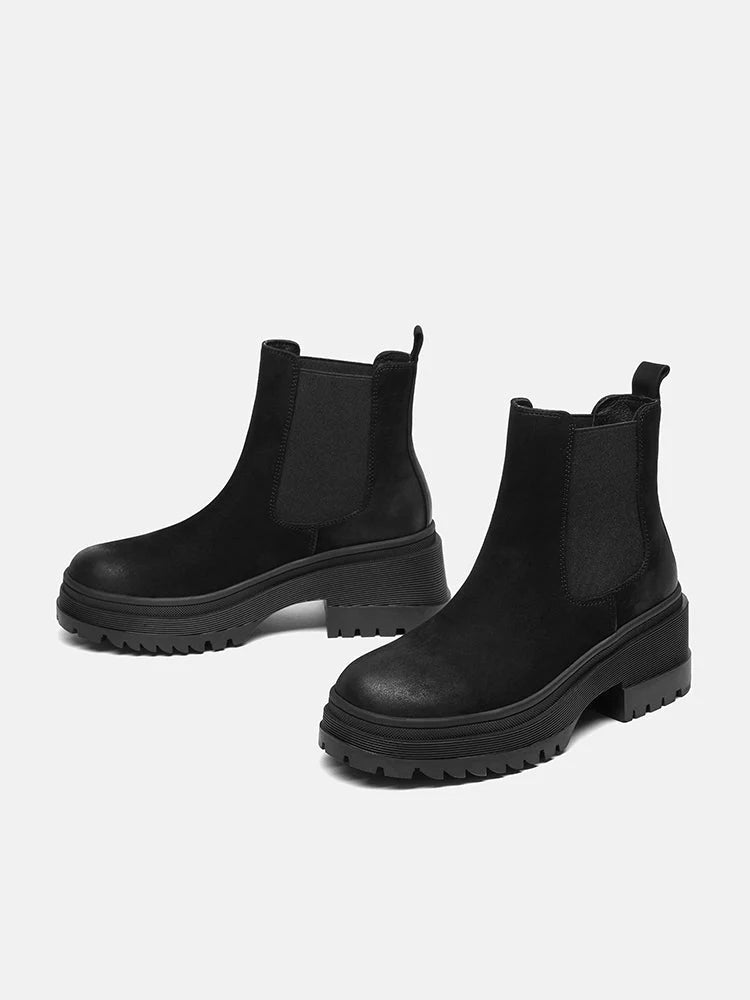 PAZZION, Petra Leather Ankle Boots, Black