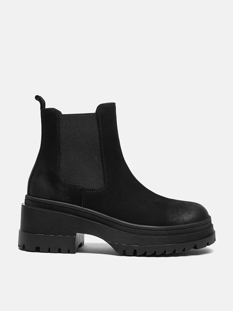 PAZZION, Petra Leather Ankle Boots, Black