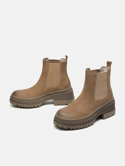 PAZZION, Petra Leather Ankle Boots, Khaki