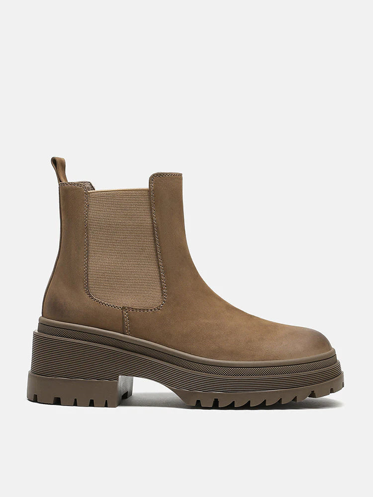 PAZZION, Petra Leather Ankle Boots, Khaki