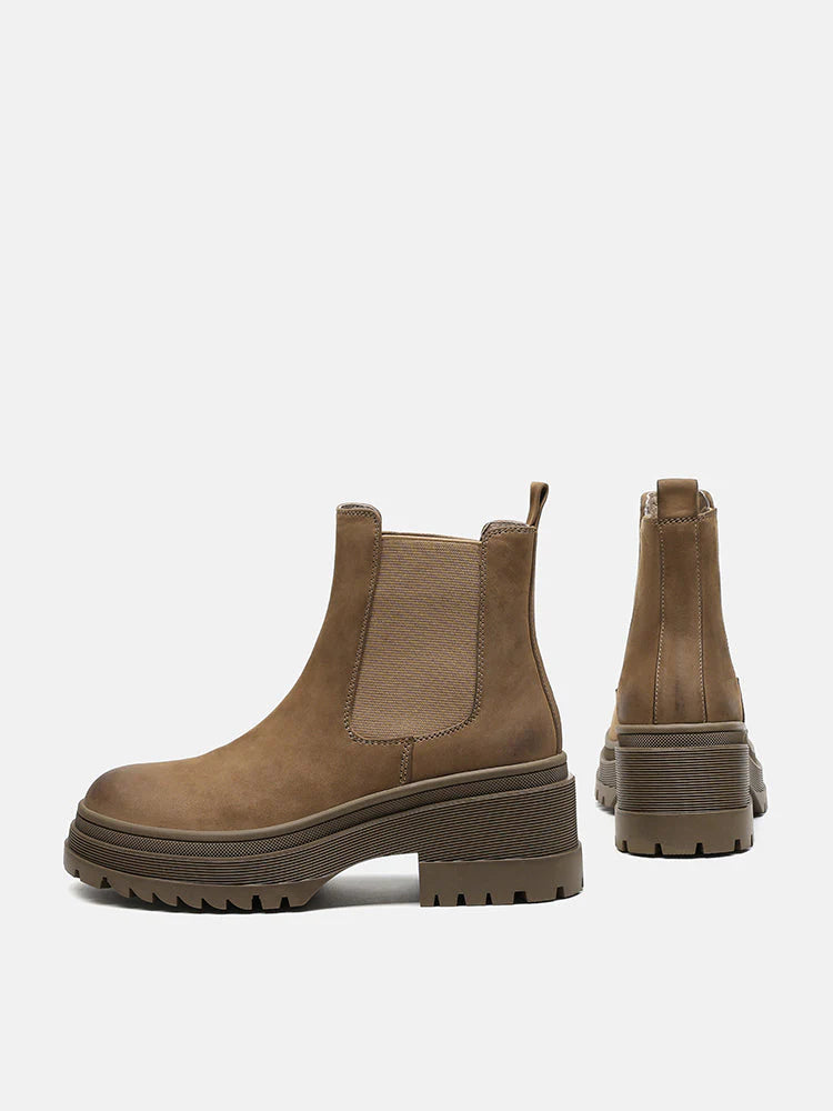 PAZZION, Petra Leather Ankle Boots, Khaki