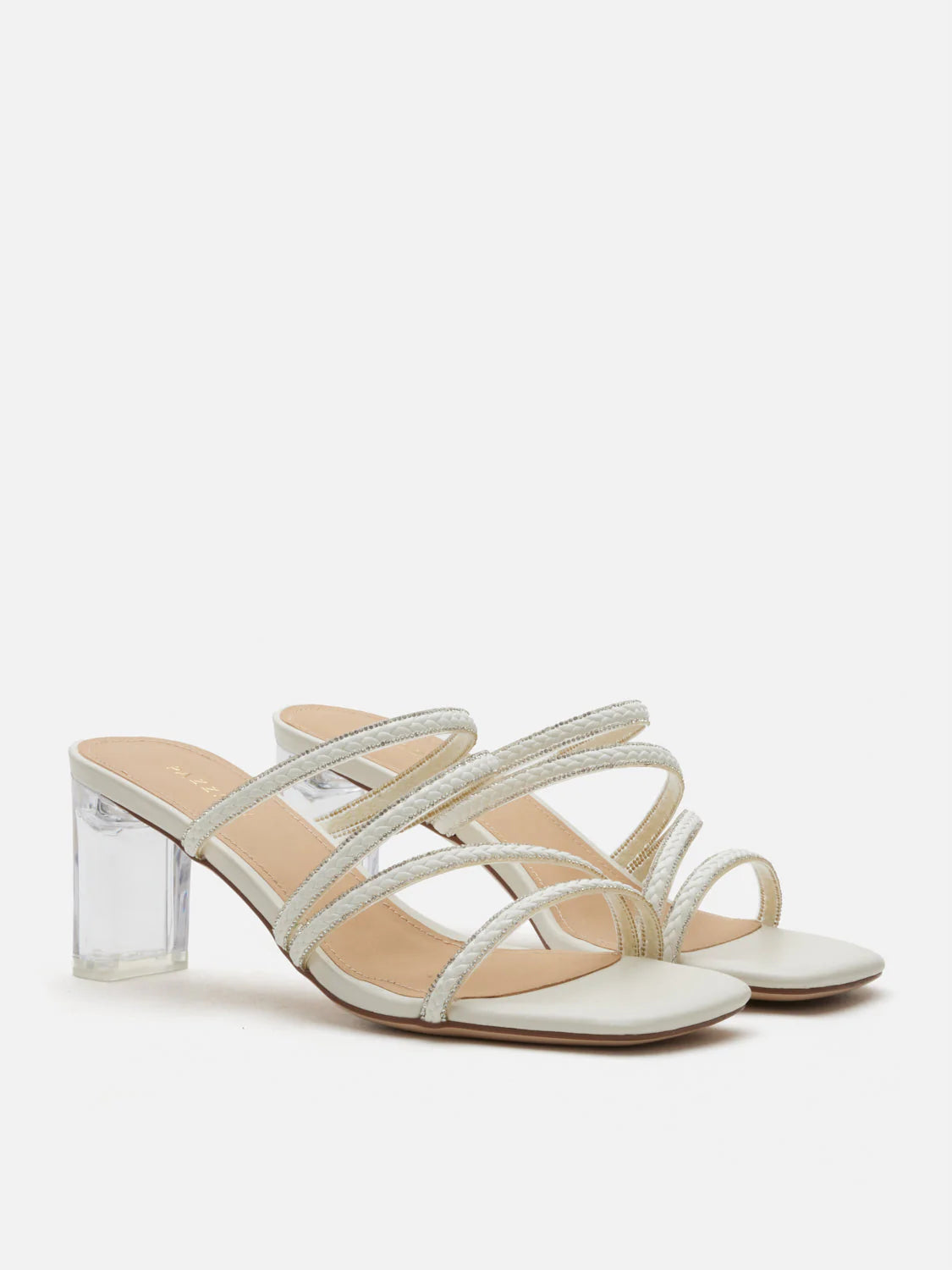 PAZZION, Phillis Braided Strap Sandal Heels, Beige