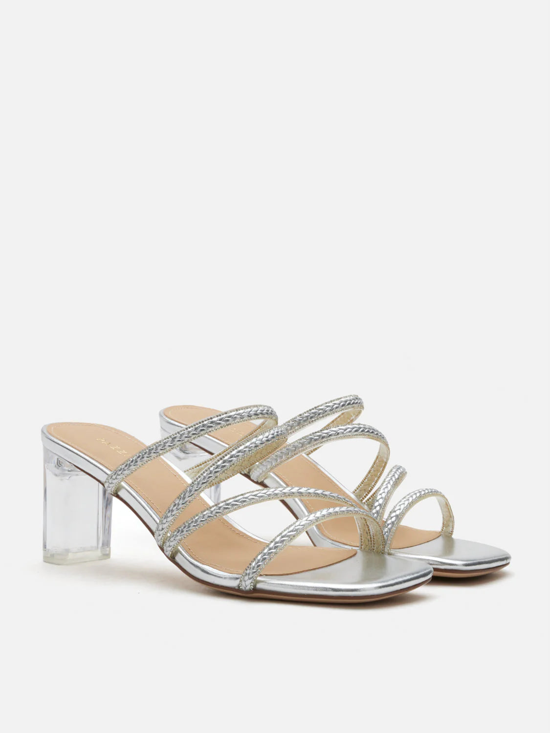 PAZZION, Phillis Braided Strap Sandal Heels, Silver