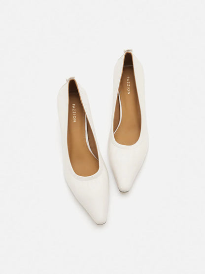 PAZZION, Philo Pointed Toe Low Heels, Beige